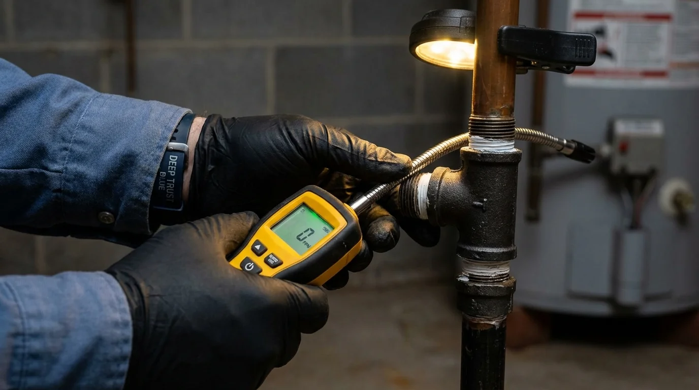 Gas leak detection with electronic sniffer by Johns Plumbing LLC in Joanna