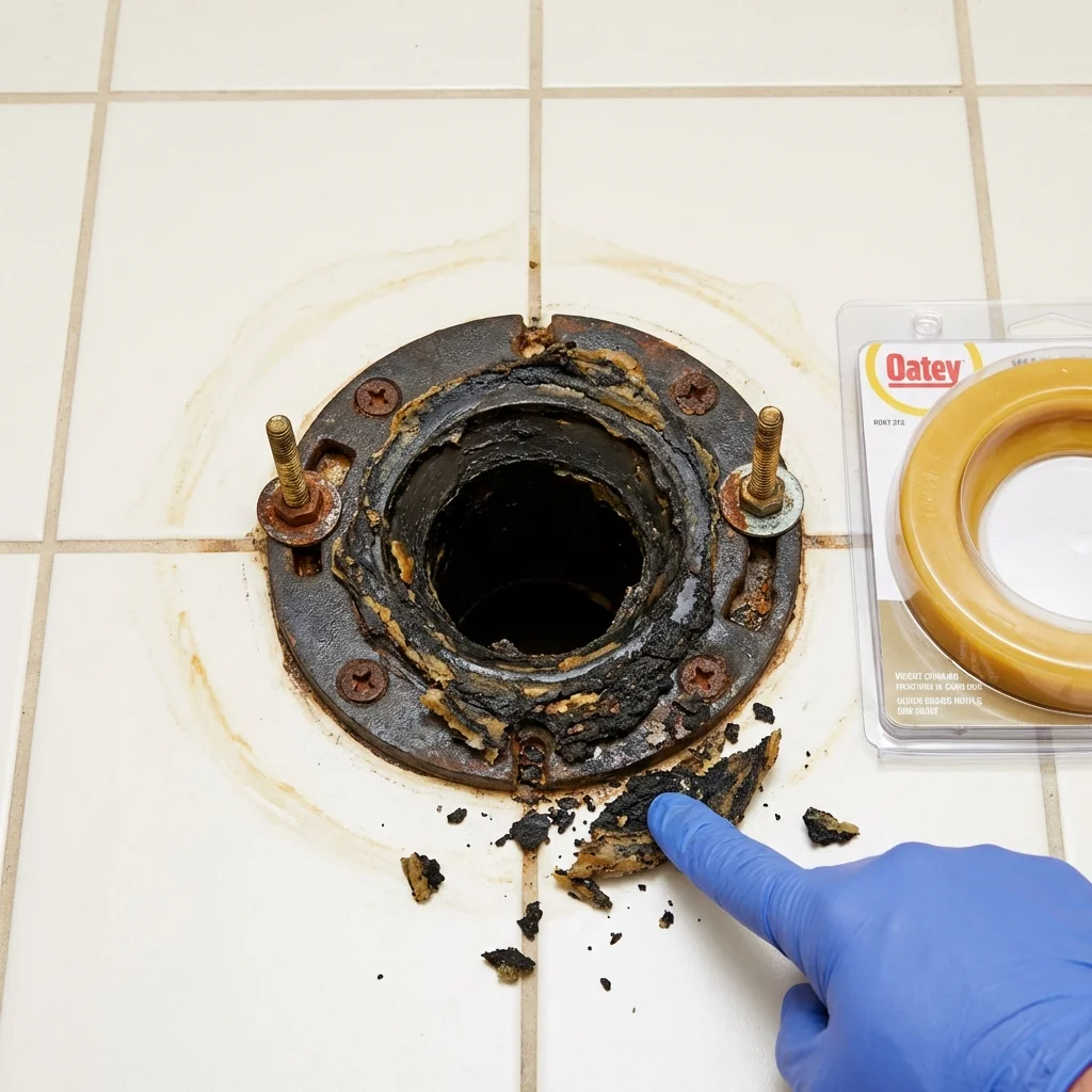 Failed wax ring showing water seepage at the base of a toilet in a Joanna, SC home