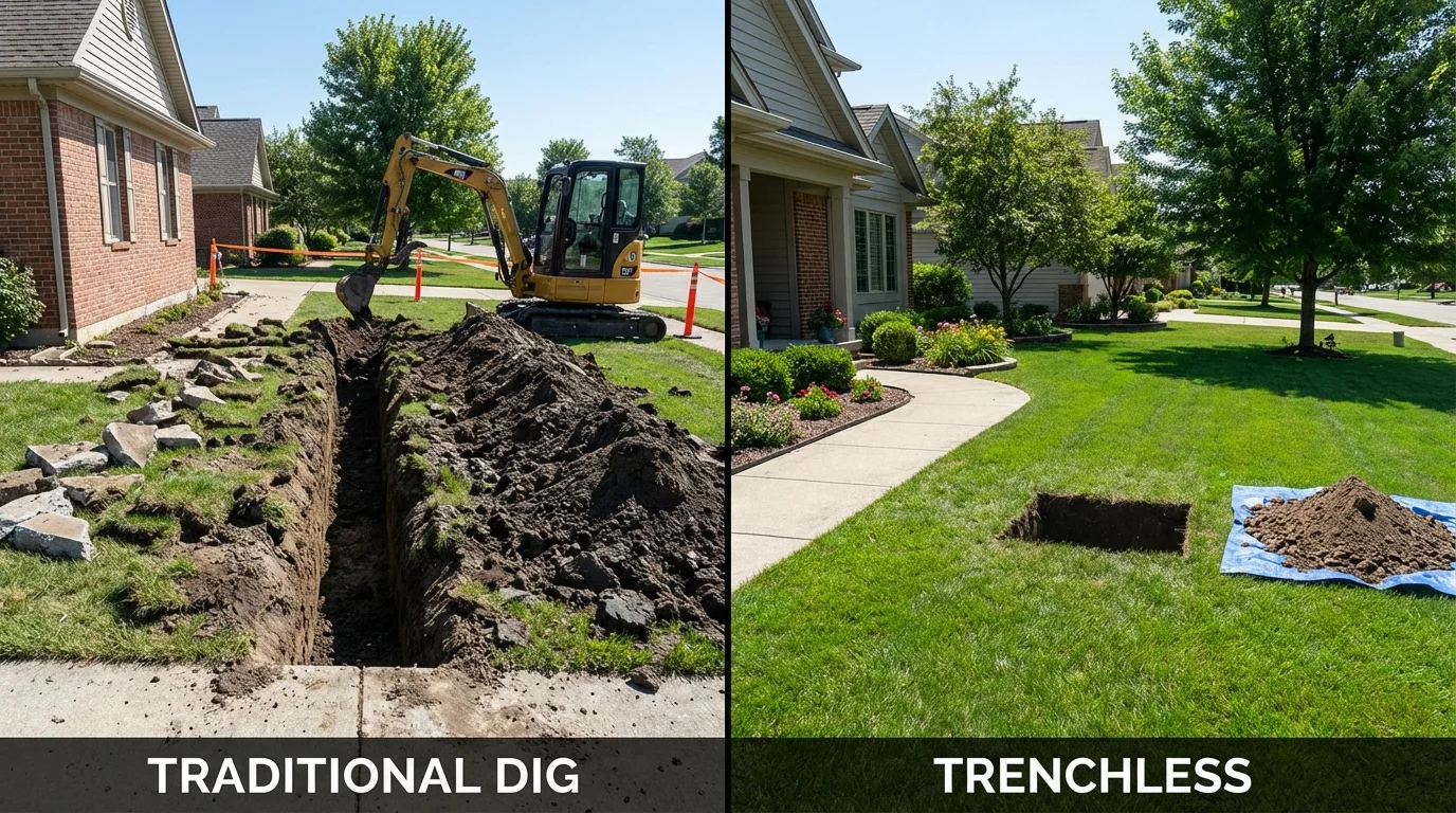 Trenchless sewer repair with minimal yard damage versus traditional excavation in Joanna, SC